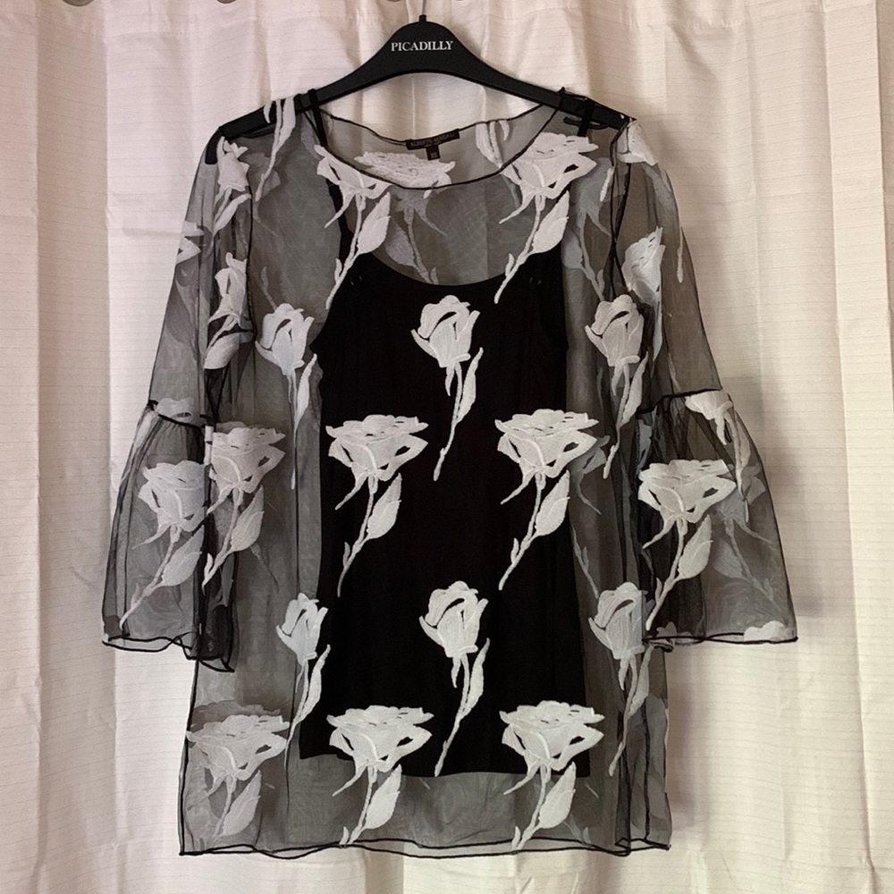 Alberto Makali Floral Lace 2 Piece Tunic Top, Size XS